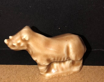 Tea rose Wade whimsy vintage figurine brown rhinoceros