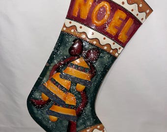 Metal Christmas Stocking Wall Door Hanging Wall Pocket 17"