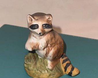 Vintage Porcelain Raccoon Figurine Mini Paws Together !