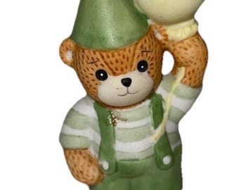 Lucy & Me Teddy Bear Holding A Balloon Ceramic Enesco Figurine
