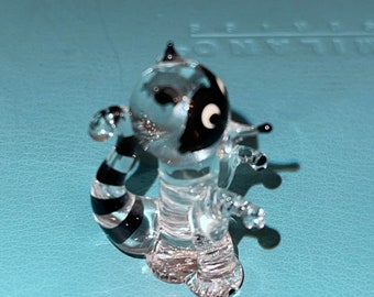 Vintage Raccoon Blown Glass Mini Figurine