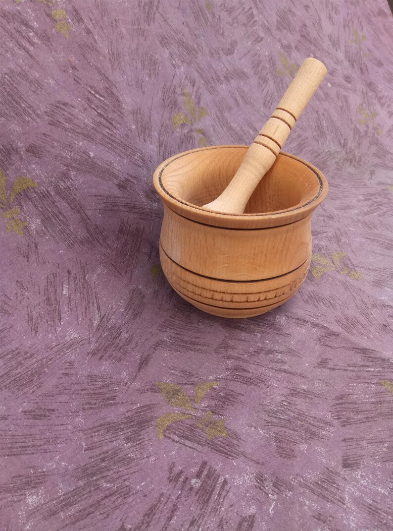 Mortar and pestle Wooden Pestle Bowl Rustic Kitchen Farmhouse Etsy