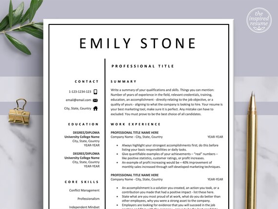 Simple Resume Template, Minimalist Resume, Resume Template Word, Professional Resume Design, Digital Resume, Modern Resume, Cover Letter
