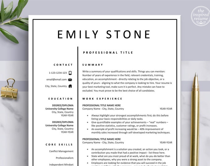 Modern Resume Template Bundle for Word & Mac Pages | Professional ...