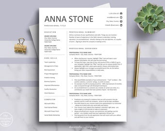 Modelli di curriculum per Word e Mac Pages, modelli di curriculum professionali, curriculum moderno, lettera di presentazione semplice, modello di CV esecutivo da 1, 2, 3 pagine