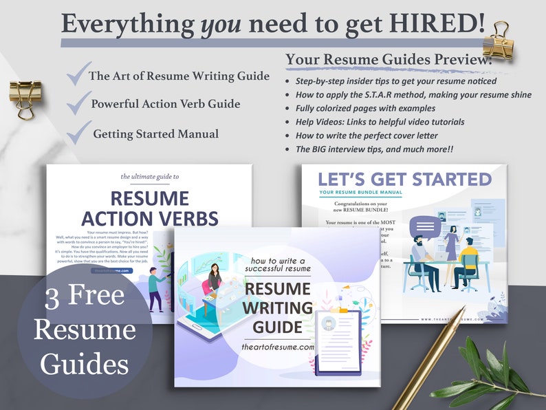 The Inspired Resume | The Art of Resume Writing Guide, Resume Action Word Guide, Instructional Manual