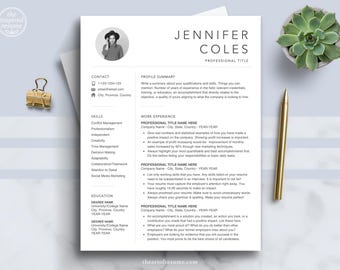 Resume Template Photo, Resume CV, Resume with Picture, CV Template, Resume Cover Letter, Minimalist Resume, Clean Resume, Work Resume