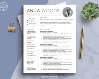 Professional Resume with Photo Insert | Modern Resume Template | Creative Resume CV Template Design | Editable Resume