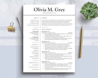 Resume Templates, Professional Resume Template, Modern CV Design, Executive Resume Format, Clean Resume, Simple Resume CV, Instant Download