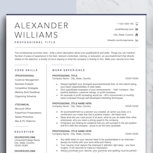 Executive Director Resume Template for Word & Mac Pages | CV Template Download, Business Resume, Accounting, IT, Director, Manager, Engineer