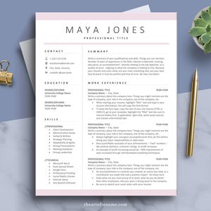 Simple Resume Template, Professional Resume Templates, CV Template, Clean Modern Resume Design (1-2-3-Page Resume + Free Cover Letter)