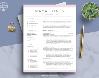 Plantilla de currículum sencilla, plantillas de currículum profesionales, plantilla de CV, diseño de currículum moderno y limpio (currículum de 1, 2 o 3 páginas + carta de presentación gratuita)