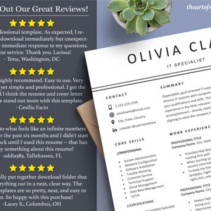 Puede incluir: Una plantilla de curr&iacute;culum con un dise&ntilde;o en blanco y negro. La plantilla incluye una foto profesional, informaci&oacute;n de contacto, habilidades principales, experiencia laboral y un resumen. El texto "Check Out Our Great Reviews!" est&aacute; en la parte superior de la p&aacute;gina. El texto "theartofresume.com" est&aacute; en la esquina superior derecha de la p&aacute;gina.