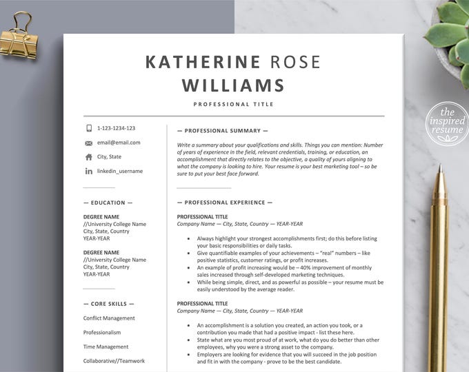Modern Resume Template Bundle for Word & Mac Pages | Professional ...