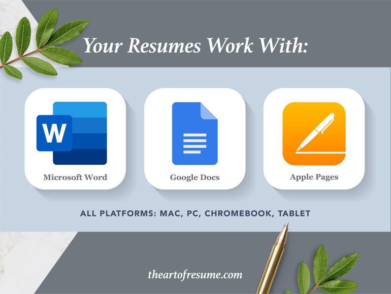 The Art of Resume Templates | ATS Friendly Compatible Resume CV Design Template Bundle, Instant Download Bundle for Google Docs, Apple Pages, Microsoft Word, Mac, PC, Chromebook, Tablet