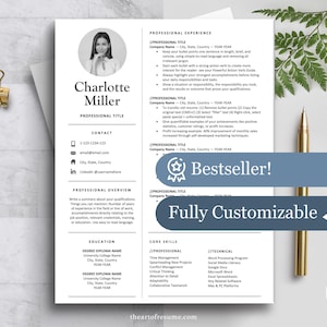 Resume with Photo, Resume Template with Picture, Resume for Retail Sales, Resume Template for Office (Modern Resume CV Template)