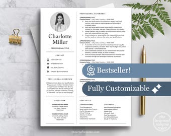 Resume with Photo, Resume Template with Picture, Resume for Retail Sales, Resume Template for Office (Modern Resume CV Template)