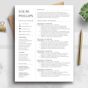 Executive Resume, CV Template, Professional Resume, Resume Template Word, Pages, Modern Resume, Director Resume, Minimalist Resume Template