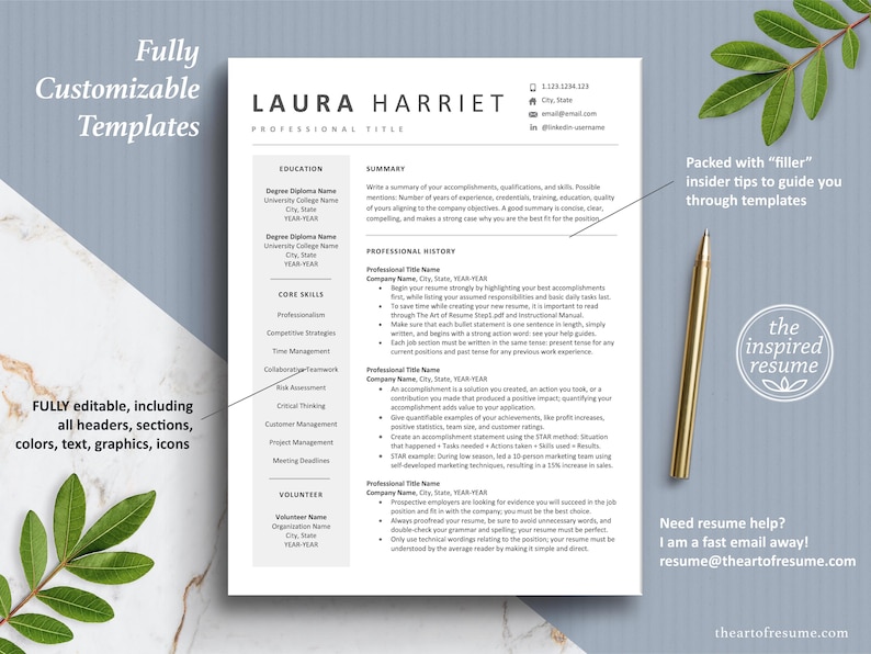 The Art of Resume Templates | One Page Simple Modern Resume CV Design Template Maker | Curriculum Vitae for Google Docs, Apple Mac Pages, Microsoft Word, Mac, PC