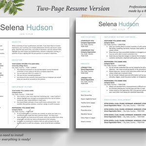 The Inspired Resume | Student No Work Experience Resume CV Template Design Bundle 2 Page