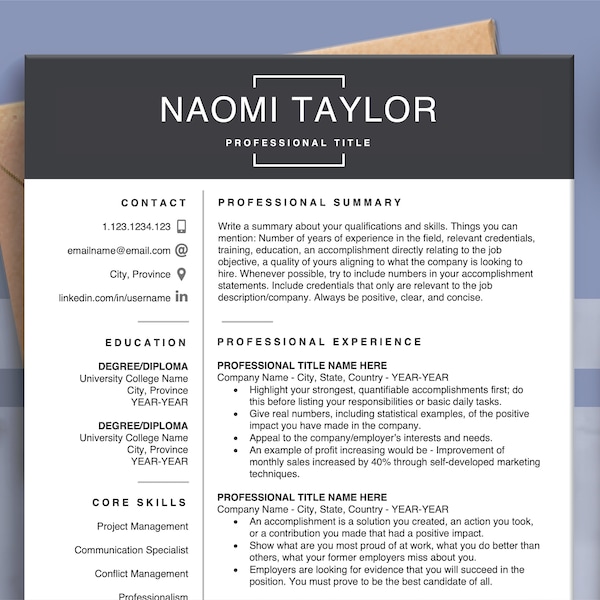 Resume Template, Executive Resume Template, CV Template, Professional Resume, Business Resume, Minimal Resume, Formal Resume Design