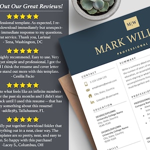 Inspired Resume Template |  Best on Etsy | Professional Executive Resume Template with Profile Picture Bundle Reviews 5-Star