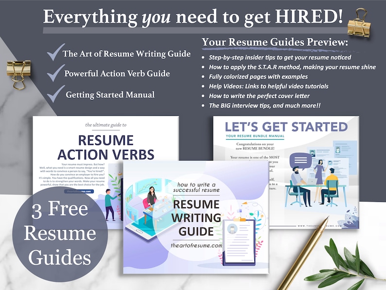 Inspired Resume Template |  The Art of Resume Writing Guide, Resume Action Verb Guide, Resume Instructional Manual