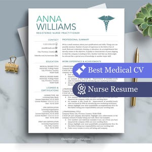 Medical Resume Template, Nurse Resume Template, RN Resume, Healthcare Resume Template, Nursing Student Grad Resume | Nursing CV Template