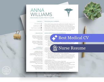 Medical Resume Template, Nurse Resume Template, RN Resume, Healthcare Resume Template, Nursing Student Grad Resume | Nursing CV Template