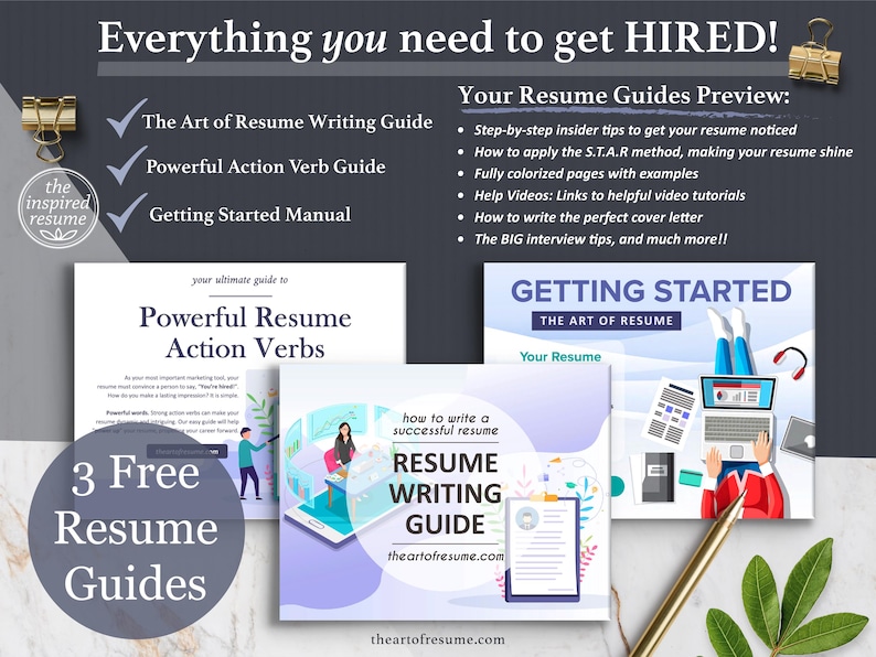 The Art of Resume Templates | Free Resume Writing Guide, Resume Action Verb guide, Resume Template Instructional Manual