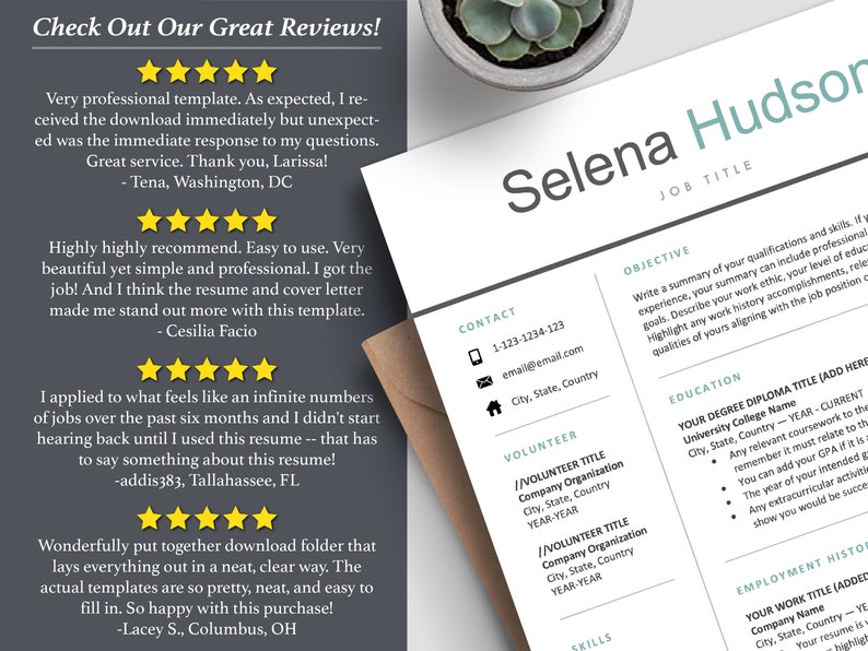 The Inspired Resume | Student No Work Experience Resume CV Template Design Bundle 5-Star Best Reviews