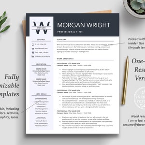 Inspired Resume Template | Executive C Suite Level Resume Template Bundle | One-Page CV Resume Format