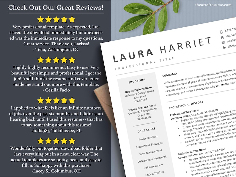 The Art of Resume Templates | ATS Format Resume CV Templates Online 5-Star Reviews