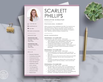 Resume Template with Photo Insert | 1 2 3 Page Resume Cover Letter, Free Resume Templates for Word, Mac Pages, CV Picture, Elegant Resume