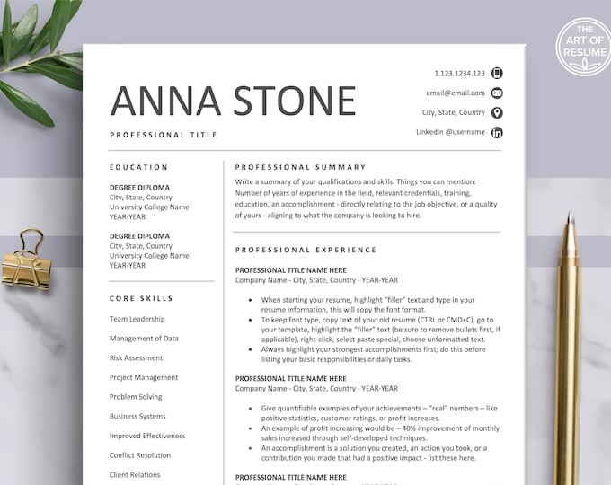 Modern Resume Template Bundle for Word & Mac Pages | Professional ...