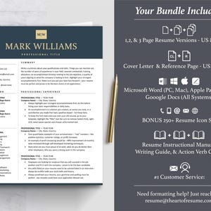 Inspired Resume Template |  Modern Custom  Navy Blue Resume Template with Profile Picture Maker | Free Resume Template Download for Mac, PC, Apple, Google Docs, Microsoft Word, Apple Pages