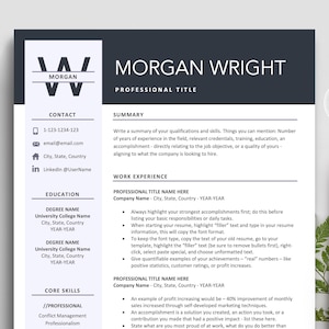 Resume CV Template Google Docs, Word, Mac Pages | Modern Resume, Clean Resume, Professional Resume CV, Business, Admin, Marketing, Executive