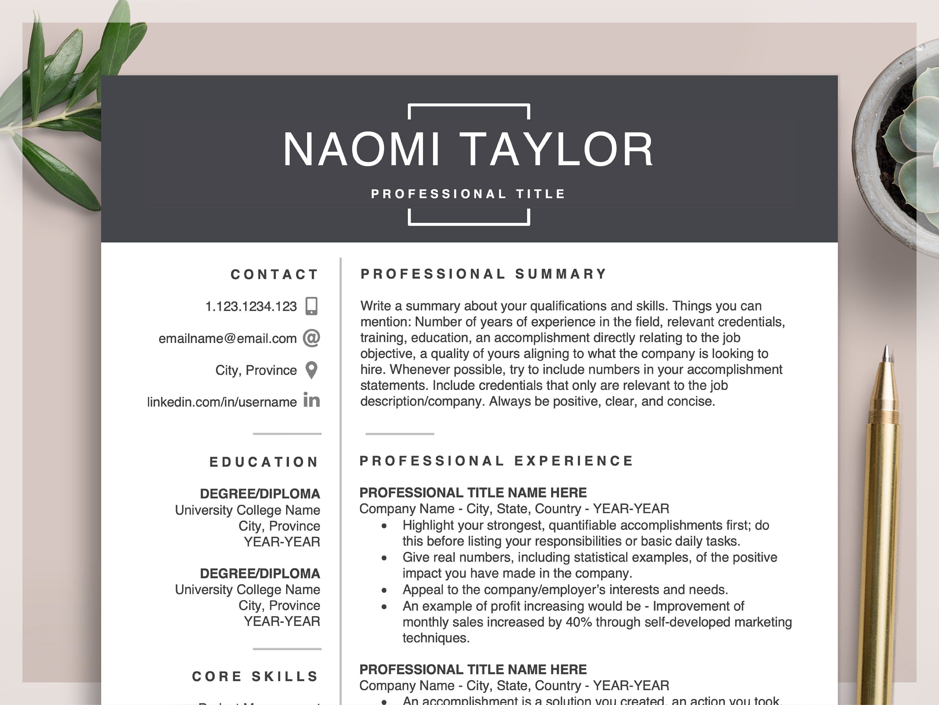 Free Resume Templates For Mac Pages