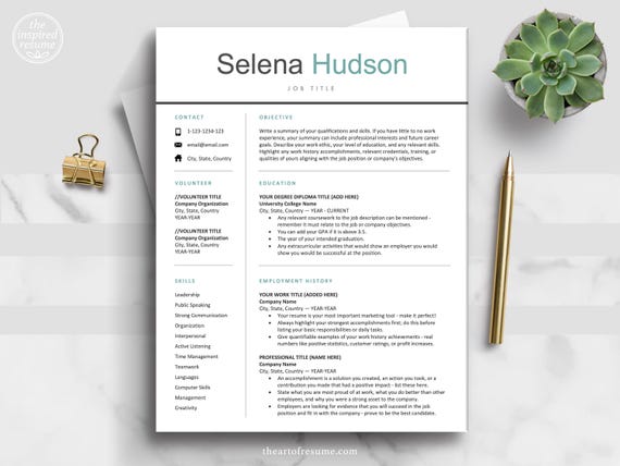 Student Resume, New Grad Resume, College Resume, CV Template, Modern Resume Template, Rush Resume Cover Letter, Professional Resume Template
