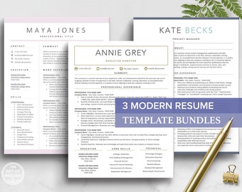 Professional Resume Bundle X3 | Executive CV Resumes | Modern Resumes | Cover Letters | Free Resume Writing | Download Resume Designs