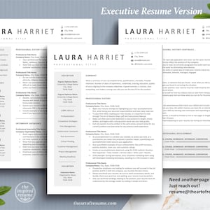 The Art of Resume Templates | Three-Page Modern Executive C-Suite level Professional Modern Resume CV Template Format | Curriculum Vitae