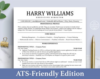 ATS Resume Templates : Google Docs, Word, Mac Pages | Simple CV Templates |  Resume Design for Job, Marketing, IT, Executive, Manager