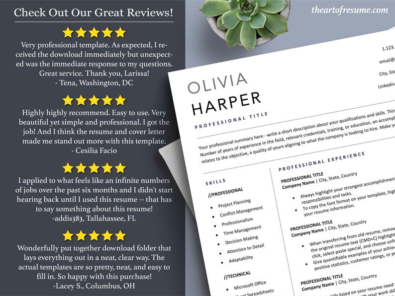 Availability Resume Resume CV Template for MS Word & Apple Pages | 1 2 3 Page Executive ...