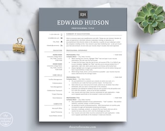 Executive Resume CV Template for Word, Pages, Mac, PC | 1, 2, 3 Page Resume Template Format, Resume Design + Cover Letter & Reference Page