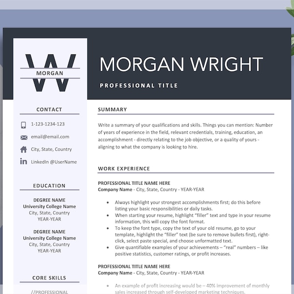 Executive Resume Template for Word & Mac Pages | Best Modern Resume CV Design and Cover Letter, Resume Format Office, CEO, Director, Manager