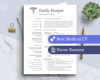 Registered Nurse Resume Template, Nurse Resume Format, 1 2 3 Page Resume, Medical Resume, Cover Letter, Nursing Grad Resume, Nursing Student