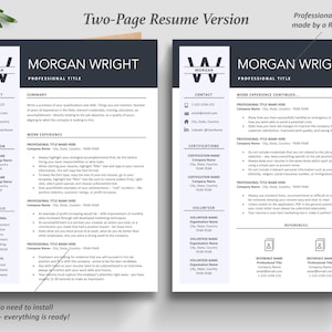 Inspired Resume Template | Executive C Suite Level Resume Template Bundle | Two-Page CV Resume Format
