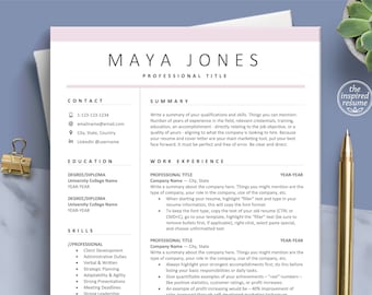 Simple Resume Template, Resume Templates, CV Template, Simple Resume, Modern Resume | 1,2,3 Page Resume | Cover Letter,