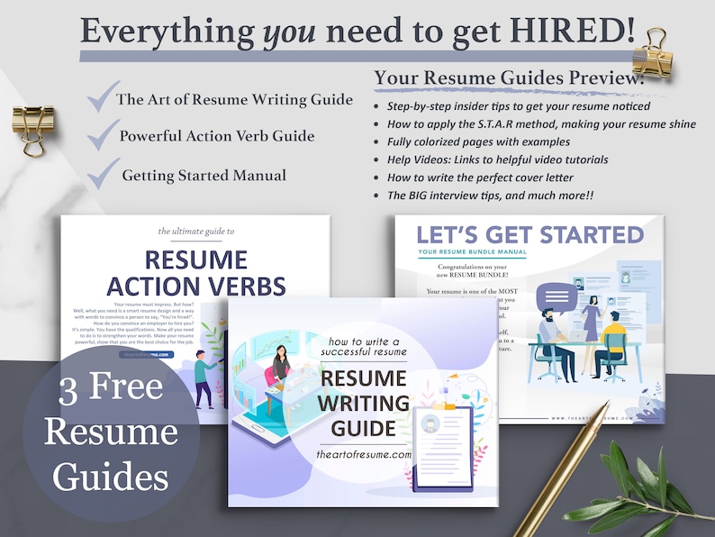 Inspired Resume Template |  The Art of Resume Writing Guide, Resume Action Verb Guide, Resume Instructional Manual