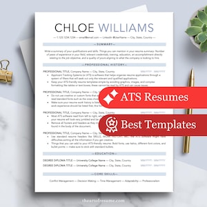 ATS Resume Template (Google Docs, Word, Mac Pages) Professional Resume Cover Letter | Executive ATS Resume, Modern Resume CV, One Column Cv